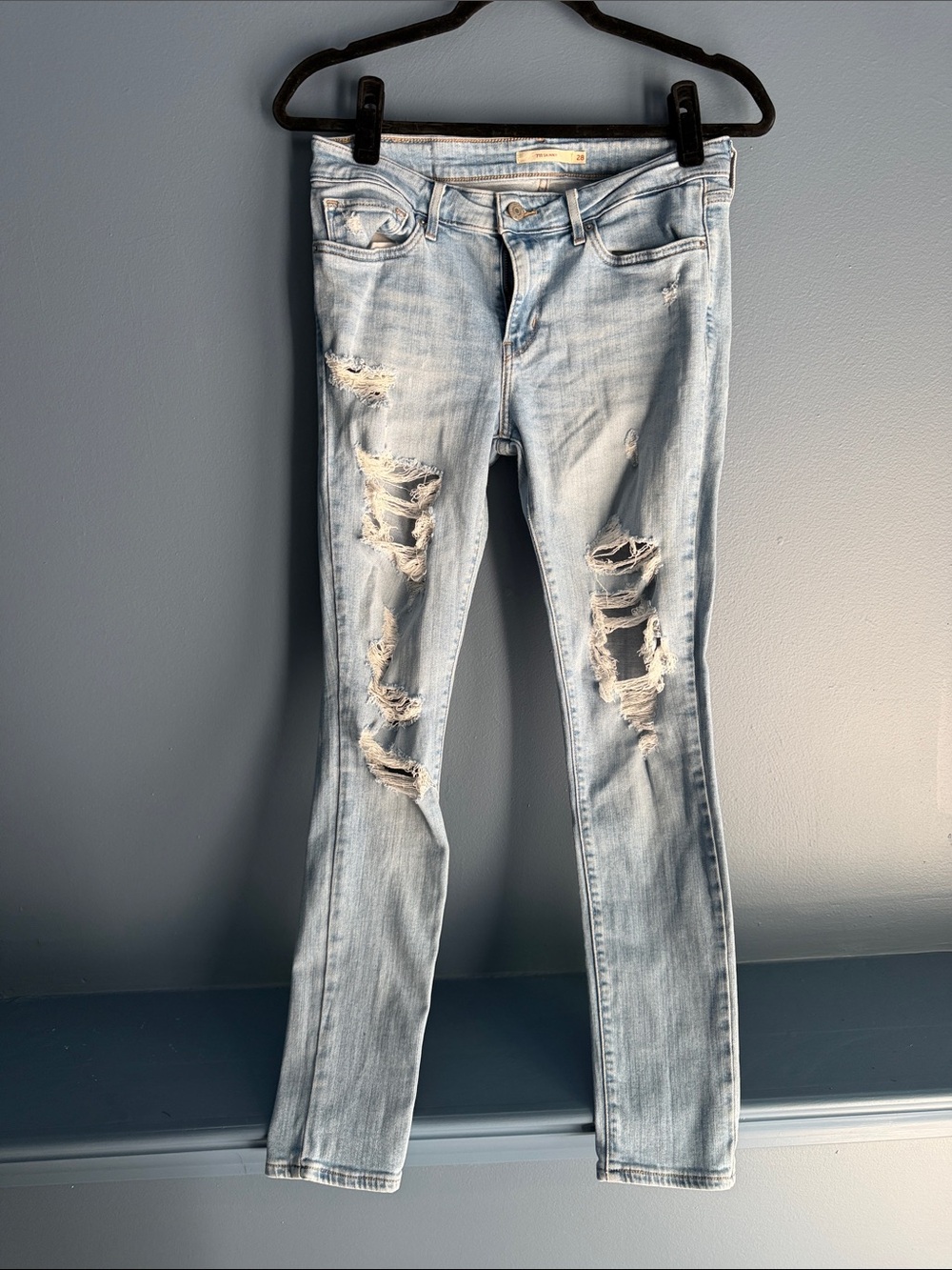 Levi's Light Blue Distressed Skinny Jeans